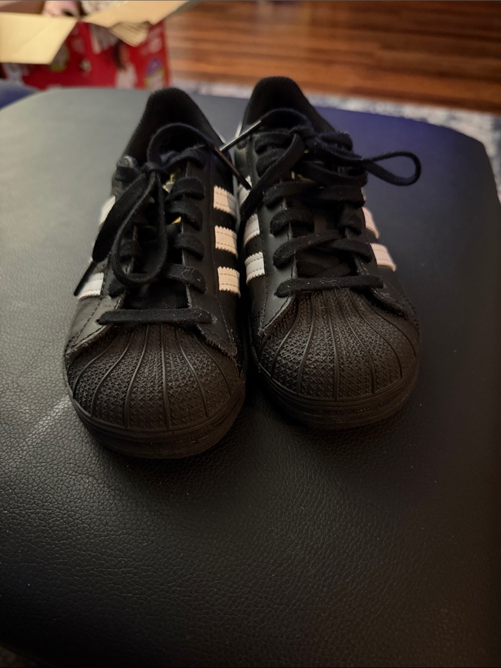 adidas Kids Black Sneakers with White Three Stripes